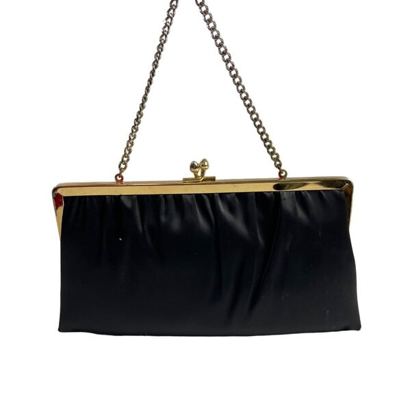 Vintage Andé Women's Cute Black & Gold Evening Party Clutch Sz S - Picture 5 of 12